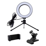 CABLETIME φωτιστικό δαχτυλίδι LED CT-LRL6-PB με μίνι τρίποδα & σφιγκτήρα, βάση smartphone, Φ16cm