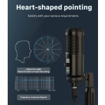 CABLETIME πυκνωτικό μικρόφωνο MP03-AB, με αντιανέμιο & τρίποδα, USB - Image 3