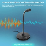 CMTECK επιτραπέζιο μικρόφωνο G009 με εύκαμπτο βραχίονα, omnidirectional, USB, μαύρο - Image 3