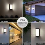 POWERTECH LED φωτιστικό τοίχου HLL-0166, 12W, 4000K, 960lm, IP65, μεταλλικό, μαύρο - Image 2