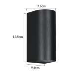 POWERTECH φωτιστικό τοίχου HLL-0188 για 2x GU10 λάμπες, μεταλλικό, IP65, μαύρο - Image 4