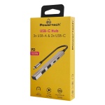 POWERTECH USB hub PT-1414, 5x θυρών, USB 3.2, 5Gbps, 100W, USB-C σύνδεση, γκρι - Image 2