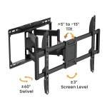 POWERTECH επιτοίχια βάση τηλεόρασης PT-1423, 37-90", 75kg, heavy duty, full motion - Image 3