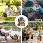 POWERTECH φορητός ανεμιστήρας PT-1430 με χειριστήριο, 20000mAh, πορτοκαλί - Image 5