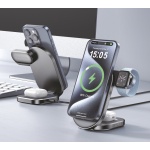 POWERTECH ασύρματος φορτιστής PT-1491, 3 σε 1, Qi2, 15W, μαύρος - Image 2