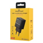 POWERTECH φορτιστής τοίχου PT-1499 με οθόνη, USB/USB-C, 35W, GaN, μαύρος - Image 3