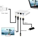 POWERTECH docking station PTH-085, 4 θυρών, USB-C, 100W PD, 4K, γκρι - Image 2
