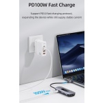 USAMS docking station US-SJ643, 8 θυρών, USB-C, 4K, 100W PD, LAN, γκρι - Image 3