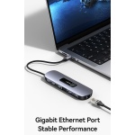 USAMS docking station US-SJ643, 8 θυρών, USB-C, 4K, 100W PD, LAN, γκρι - Image 4