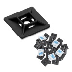 POWERTECH βάσεις δεματικών καλωδίων TIES-081, 3M αυτοκόλλητο, 2.82x2.82cm, μαύρο, 50τμχ