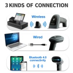 GTCODESTAR barcode scanner X-1901B με βάση, 1D & 2D, ενσύρματο & ασύρματο, Bluetooth, 2000mAh, μαύρο - Image 4