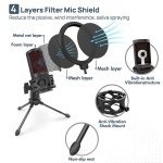 CMTECK επιτραπέζιο μικρόφωνο XM550 με pop φίλτρο, καρδιοειδές, USB, μαύρο - Image 4