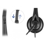 DELOCK headphones με μικρόφωνο 27177, mono, USB, volume control, μαύρα - Image 2