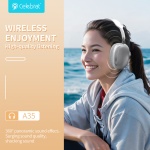 CELEBRAT headphones A35, ασύρματα & ενσύρματα, micro SD, 40mm, 200mAh, λευκά - Image 2