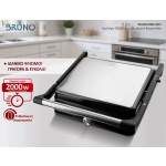 BRUNO γκριλιέρα BRN-0251, 2000W, με ρυθμιζόμενο θερμοστάτη, inox-μαύρη - Image 2