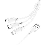 KAKUSIGA καλώδιο USB σε USB-C/Lightning/Micro USB KSC-997, 5A, 1.2m, λευκό
