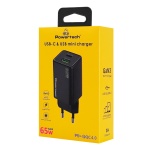 POWERTECH φορτιστής τοίχου PT-1501, USB/USB-C, 65W, GaN, μαύρος - Image 3