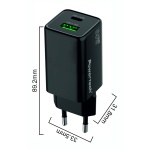 POWERTECH φορτιστής τοίχου PT-1501, USB/USB-C, 65W, GaN, μαύρος - Image 4