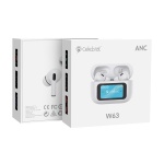 CELEBRAT earphones με θήκη φόρτισης W63, οθόνη αφής, TWS, ANC, 13mm, 30/360mAh, λευκό - Image 3