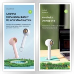 USAMS φορητός ανεμιστήρας US-ZB251 με 2 ταχύτητες, 1200mAh, λευκός - Image 4