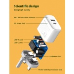 LDNIO φορτιστής τοίχου A2526C με καλώδιο, USB & USB-C, 45W PD, λευκός - Image 4