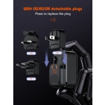 LDNIO φορτιστής τοίχου Q366 με καλώδιο, USB/2x USB-C, 65W, GaN, μαύρος - Image 2