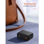 LDNIO φορτιστής τοίχου Q366 με καλώδιο, USB/2x USB-C, 65W, GaN, μαύρος - Image 4