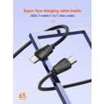 LDNIO φορτιστής τοίχου Q366 με καλώδιο, USB/2x USB-C, 65W, GaN, μαύρος - Image 5