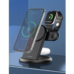 LDNIO ασύρματος φορτιστής WL02 με LED φωτισμό, 3 σε 1, 15W, μαύρος - Image 2