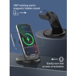 LDNIO ασύρματος φορτιστής WL02 με LED φωτισμό, 3 σε 1, 15W, μαύρος - Image 3