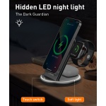 LDNIO ασύρματος φορτιστής WL02 με LED φωτισμό, 3 σε 1, 15W, μαύρος - Image 5