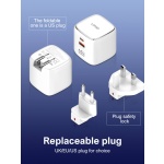 LDNIO φορτιστής τοίχου Q2617 με καλώδιο USB-C, EU/UK/US βύσμα, USB/USB-C, 65W, GaN, λευκός - Image 2