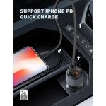 LDNIO φορτιστής αυτοκινήτου C510Q με καλώδιο, USB & USB-C, 38W, μαύρος - Image 2