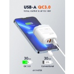 LDNIO φορτιστής τοίχου A3511Q με καλώδιο, USB-C/2x USB, 65W, GaN, λευκός - Image 3