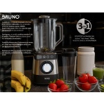 BRUNO μπλέντερ 3 σε 1 προηγμένων λειτουργιών BRN-0254, 1500W, 1.8L γυάλινη κανάτα, 6 λεπίδες, inox-μαύρο - Image 2