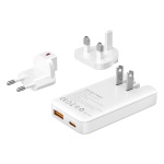 POWERTECH φορτιστής τοίχου PT-1532, EU/UK/CN βύσμα, USB/USB-C, 65W, GaN, λευκός - Image 2