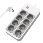 POWERTECH πολύπριζο ασφαλείας PT-1534, 8 θέσεων, 16A, 1.5m, λευκό