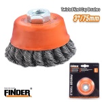 Συρματόβουρτσα καμπάνα στριφτή για γωνιακό τροχό - 3"/75mm - Finder - 196596 - Image 2