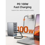 CABLETIME docking station CT-DK181-AG, 16 θυρών, USB-C σύνδεση, 100W PD, 1000Mbps, MST, γκρι - Image 3