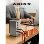 CABLETIME docking station CT-DK181-AG, 16 θυρών, USB-C σύνδεση, 100W PD, 1000Mbps, MST, γκρι - Image 4