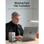 CABLETIME docking station CT-DK181-AG, 16 θυρών, USB-C σύνδεση, 100W PD, 1000Mbps, MST, γκρι - Image 5