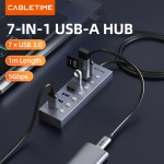 CABLETIME USB hub CT-HUBU7-AG, 7x θυρών, 5Gbps, USB σύνδεση, 1m, γκρι - Image 2