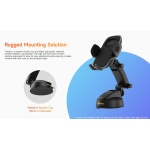 ULEFONE βάση smartphone αυτοκινήτου UAN15 για ταμπλό, 58-100mm x 120mm, μαύρη - Image 3