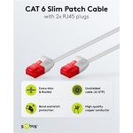 GOOBAY καλώδιο δικτύου 71545, CAT 6 U/UTP, slim, copper, 250MHz, 0.15m, γκρι - Image 2