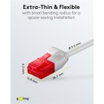 GOOBAY καλώδιο δικτύου 71545, CAT 6 U/UTP, slim, copper, 250MHz, 0.15m, γκρι - Image 3