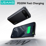 USAMS power bank CD249 με οθόνη, 3x θύρες εξόδου, 10000mAh, PD20W, μαύρο - Image 3