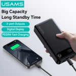 USAMS power bank CD251 με οθόνη, 3x θύρες εξόδου, 20000mAh, PD20W, λευκό - Image 5