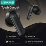 USAMS earphones με θήκη φόρτισης E05, True Wireless, BT 6.0, μαύρα - Image 5
