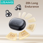 USAMS earphones με θήκη φόρτισης Echo R02, OWS, Φ11mm, 50/300mAh, μαύρα - Image 4