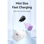 USAMS φορτιστής τοίχου US-CC186, USB-C θύρα εξόδου, 30W PD, μωβ - Image 2